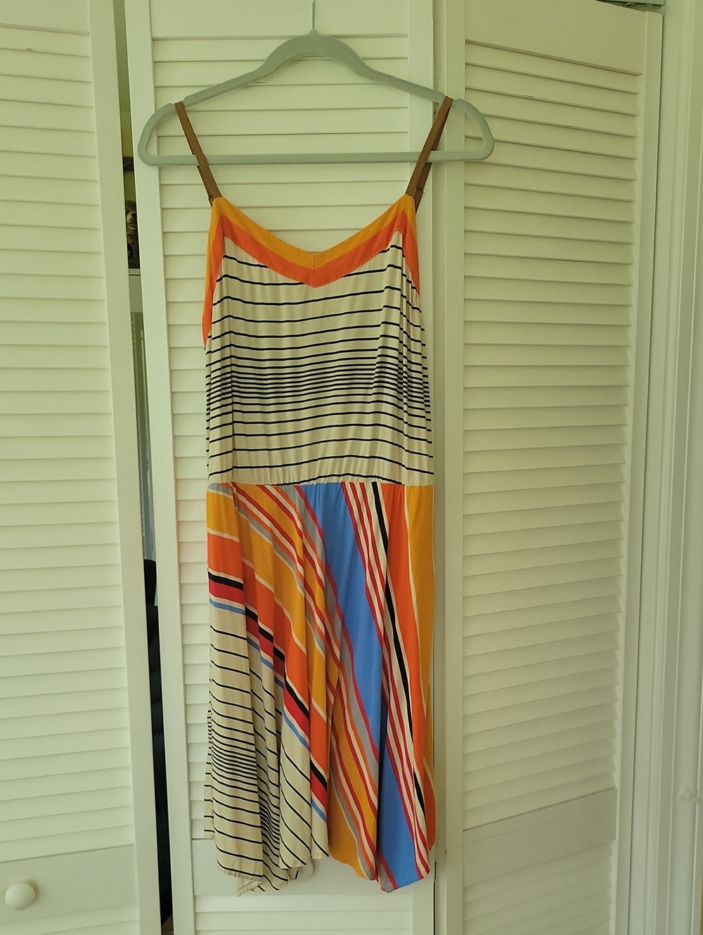 Cato Multicolor Striped Spaghetti‑Strap Maxi Dress - Yellow, Blue & Cream